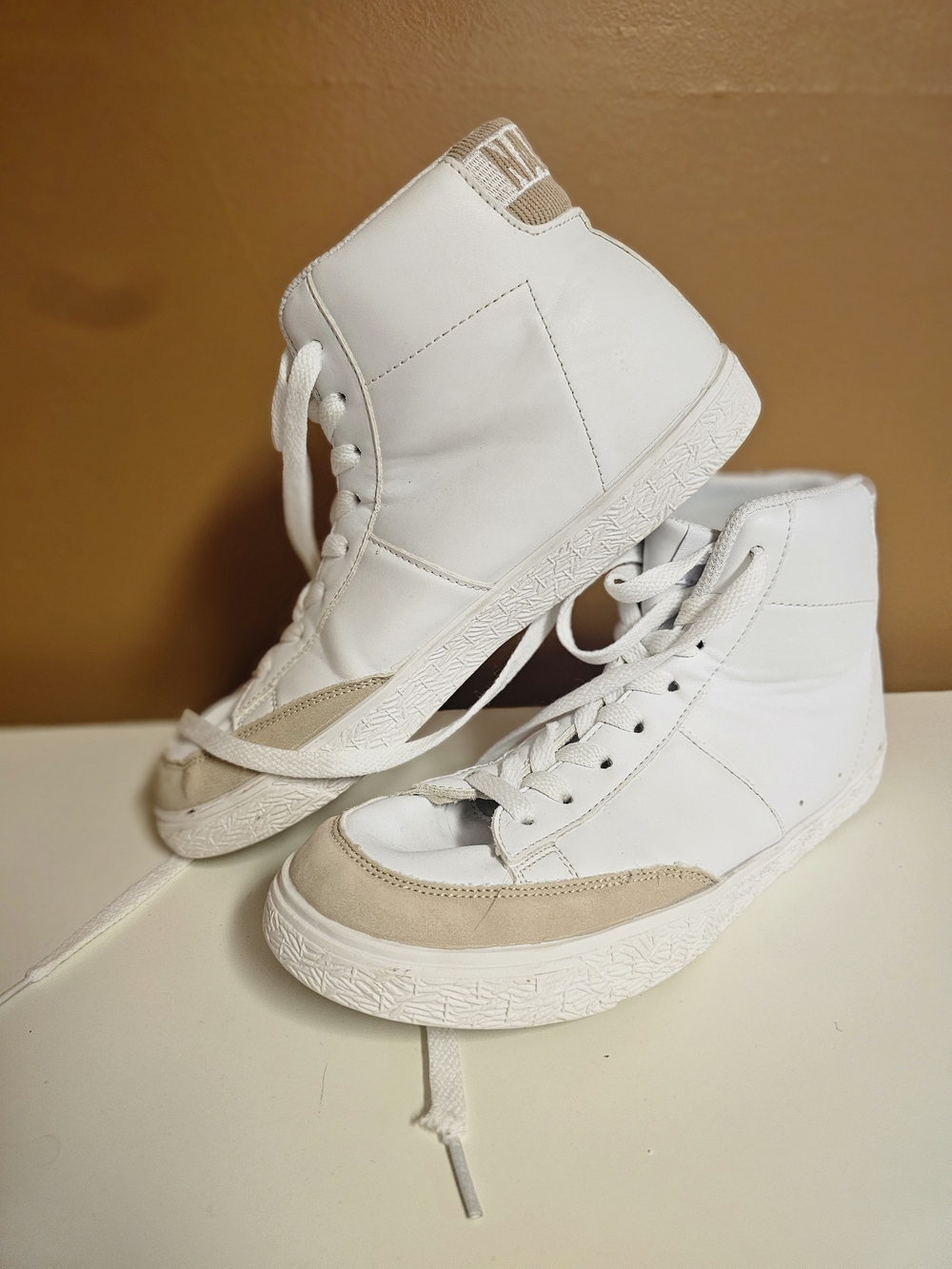 Nautica White High-Top Sneakers with Beige Accents